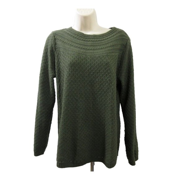 Croft & Barrow Pullover Sweater Size Large Hunter Green Long Sleeve Cable Knit - Picture 1 of 6